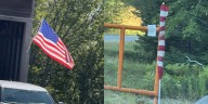Flag stolen from Stonington transfer station; returned with a note