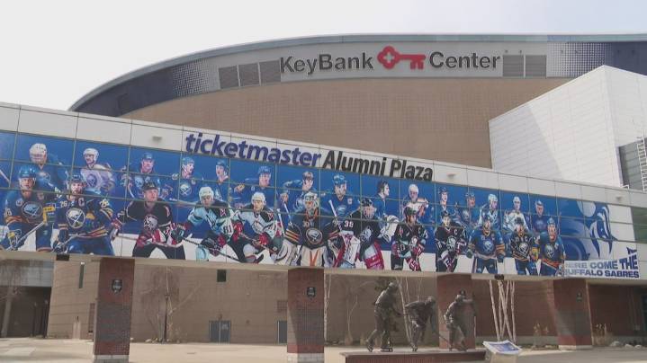 Broken sprinkler head causes water leaks and damage at KeyBank Center