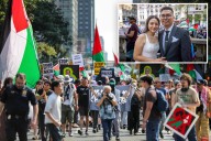 Couple gets married in midst of wild anti-Israel protest: "Nothing can stop love"