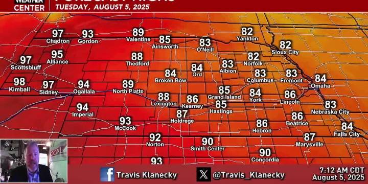 Isolated thunderstorms possible today as temperatures continue their upward trend