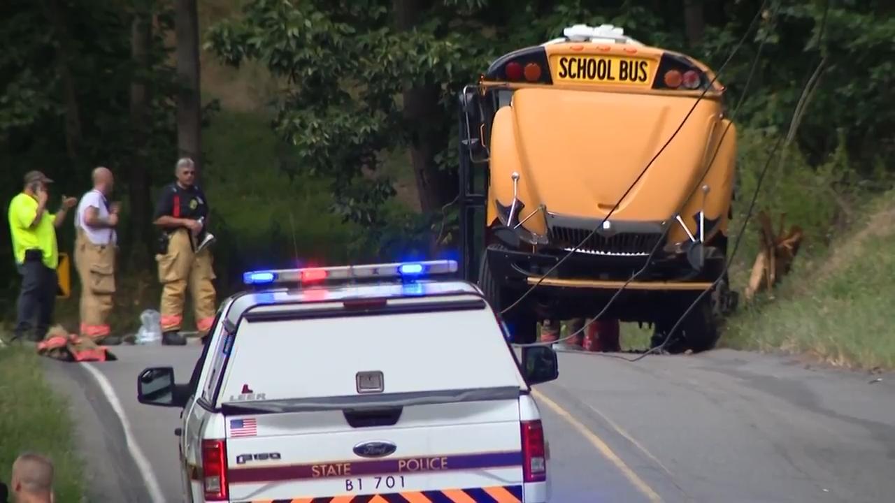 Bus carrying junior high football team crashes near Pittsburgh. 21 people are taken to hospital