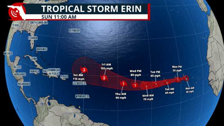 Erin forms in the far eastern Atlantic, likely to be the first hurricane of the season