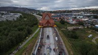 Thousands watch as a beloved Swedish church rolls extremely slowly to its new home