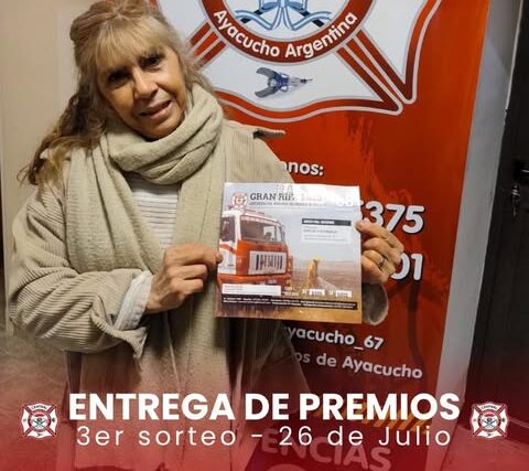 Rifa 2025 de Bomberos Voluntarios – Se realizó la entrega de premios del 3er sorteo de la rifa