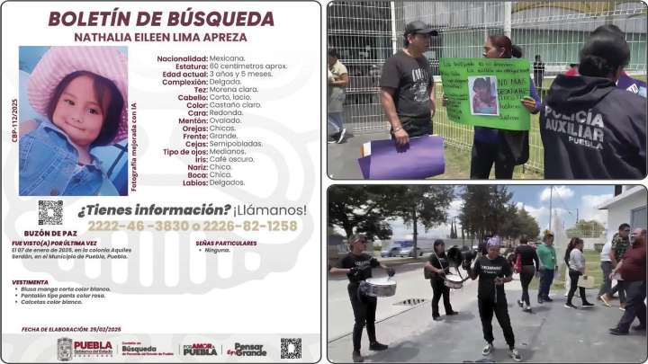 Familiares de Nathalia Eileen, niña desaparecida en enero, exigen saber si está viva o muerta