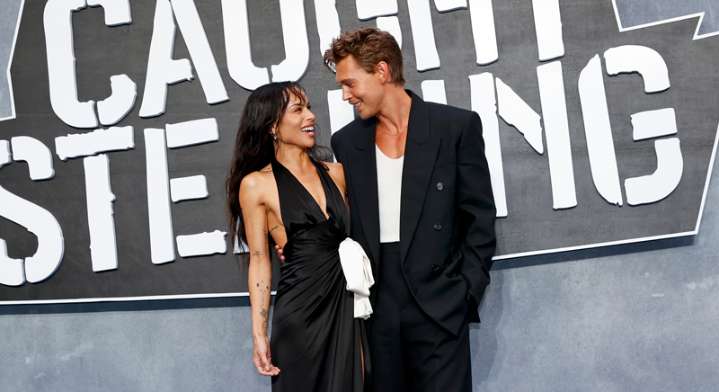 Austin Butler & Zoe Kravitz Picked the Same Designer for Their ‘Caught Stealing’ London Premiere Looks! | Austin Butler, Caught Stealing, Darren Aronofsky, Zoe Kravitz | Just Jared: Celebrity News and