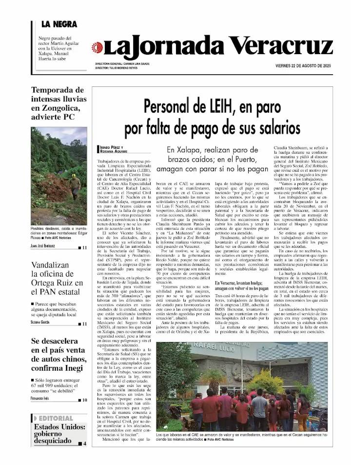 Contraportada del 22 de agosto de 2025