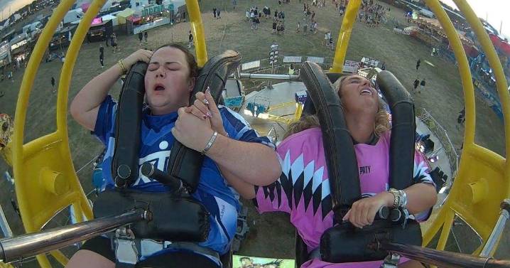 Clydebank Creamfields pals go viral in funny slingshot ride video