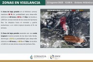 Dos Zonas de Baja Presión podrían convertirse en ciclones: SMN