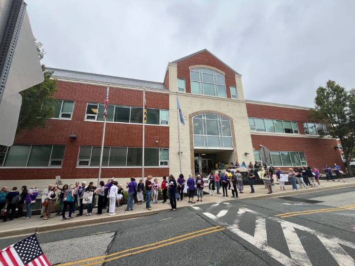 Rally against Harford school board’s book removal draws over 100 to meeting