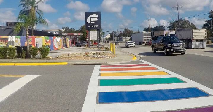 Rainbow crosswalk outside Pulse nightclub in Orlando painted over by state, mayor says: "A cruel political act"
