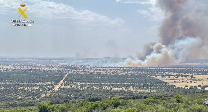 El incendio de nivel 1 en Casas de Don Pedro tuvo su origen en una planta fotovoltaica