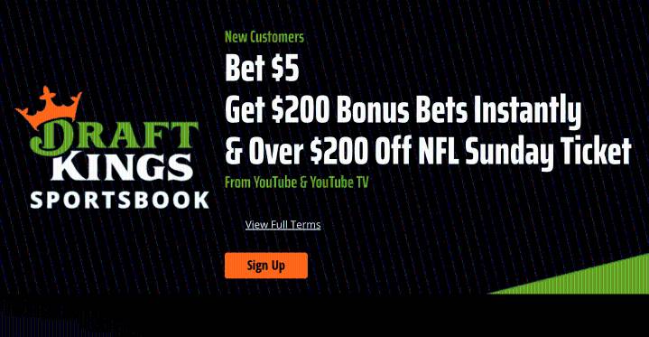 Draftkings Promo Code: Bet $5 Get $200 Bonus, NFL Sunday Ticket Discount