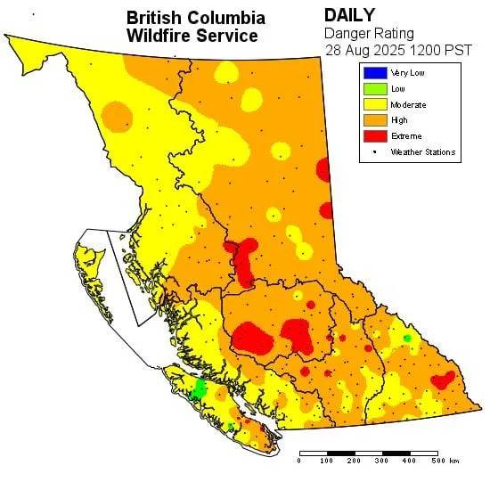 Wildfire risk expected to rise over B.C.'s long weekend as hot, dry weather continues