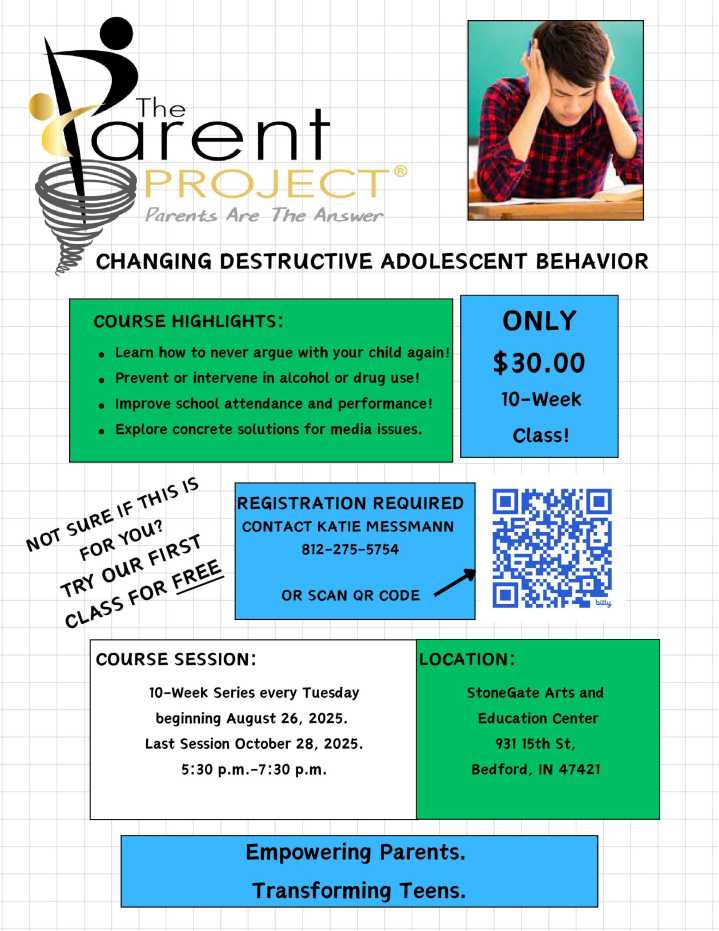 The Parent Project course aims to help with destructive adolescent behavior