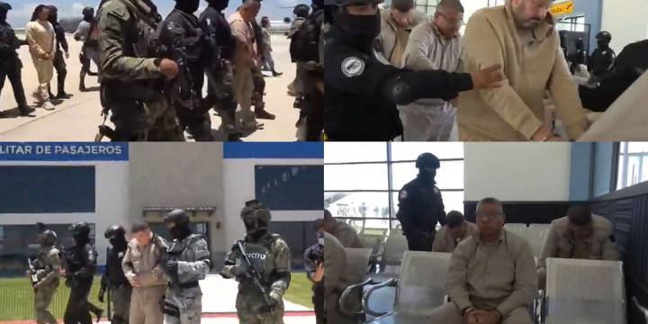 Esposados y cabizbajos: Revelan videos inéditos del traslado de 26 reos mexicanos a EEUU