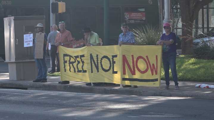 Protestors continue to advocate for the release of Noe Guerrero and Erika Rodriguez in Waco