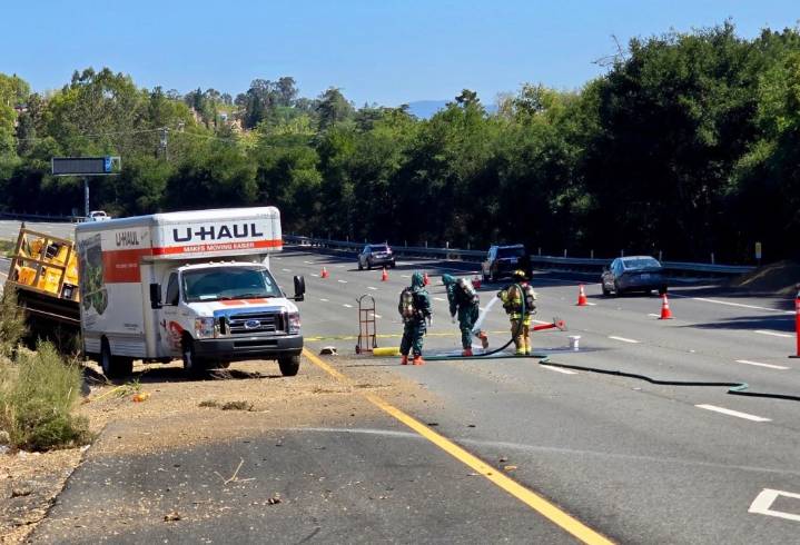 Chemical spill snarls traffic on I-280 in Los Altos Hills