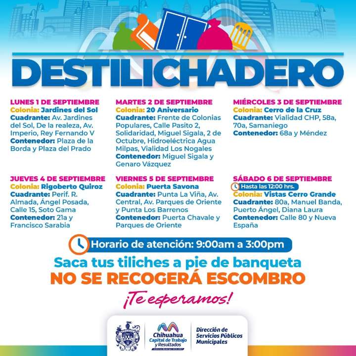 Visitará programa Destilichadero seis colonias la primera semana de septiembre