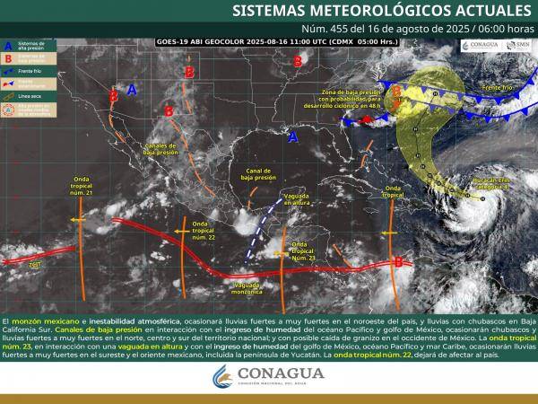 Lluvias muy fuertes en Nayarit, Chihuahua, Durango y Jalisco