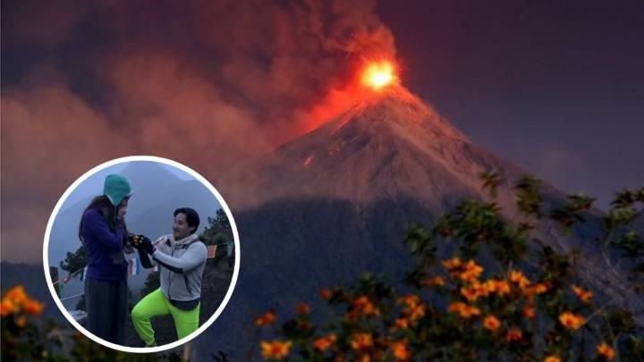 ¿Felices por siempre?: joven le propone matrimonio a su novia y volcán entra en erupción