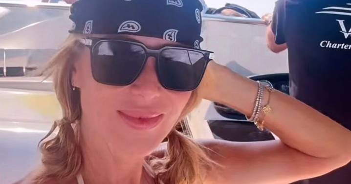 Amanda Holden strips to skimpy white bikini on luxury boat trip in Greece