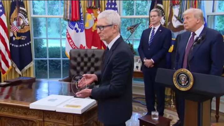 Apple will invest $100 billion to make US iPhone parts as Trump says a big chip tariff is coming
