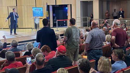 Town hall erupts in anger at GOP Congressman Mike Flood in Lincoln, Nebraska