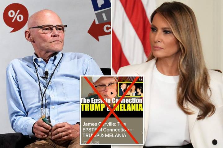 James Carville apologizes and pulls video suggesting a Melania Trump ‘Epstein connection’ 