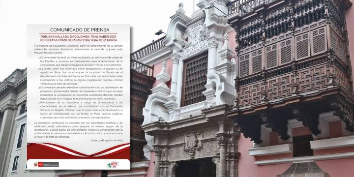 Peruana víctima de presunta trata será repatriada desde Colombia este martes, confirmó Cancillería