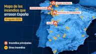 Listado y mapa de los incendios activos en España hoy, lunes 18 de agosto