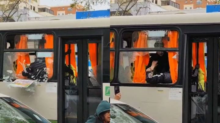 VIDEOS: sujeto golpeó con un fierro a chofer y destrozó una micro en Viña del Mar