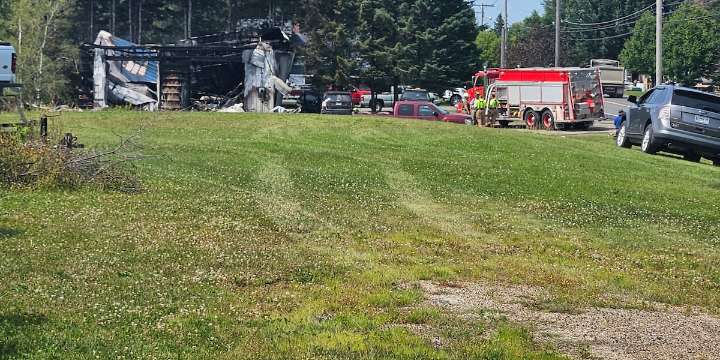 Garage destroyed by fire in Van Buren