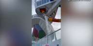 Individual treated for injuries after acrylic glass breaks off of water slide