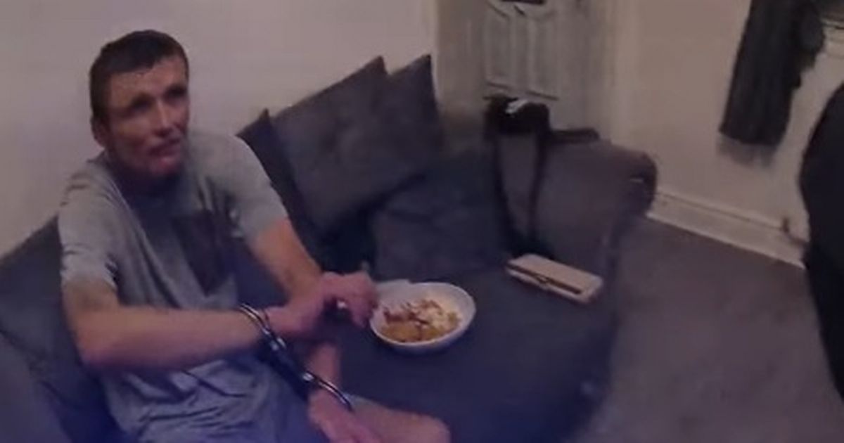Moment man arrested for shining laser into helicopter during missing person hunt