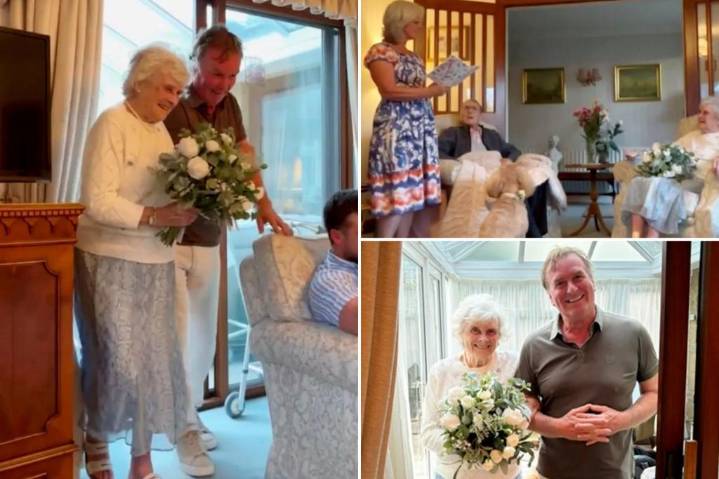 Elderly couple walks down 'aisle' 72 years after they first said 'I do'