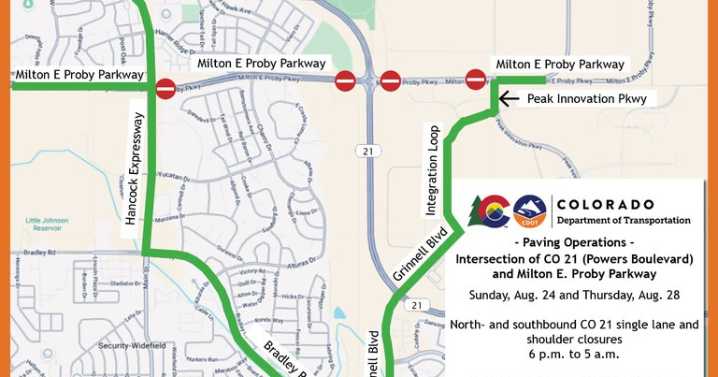 Overnight closures coming up in south-east Colorado Springs