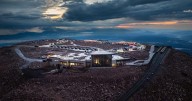 Pikes Peak glows like a bright bulb during Tesla light show