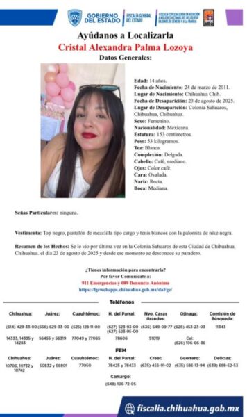 Reportadan desaparición de adolescente en Colonia Sahuaro