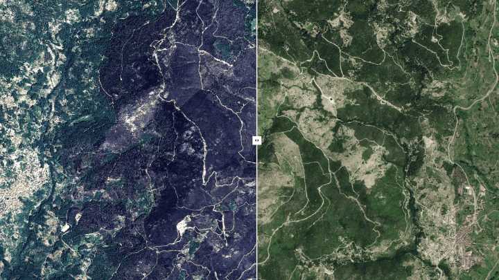 Las imágenes satélite de los incendios en el Valle del Tiétar en Ávila: 1.780 hectáreas arrasadas y decenas de afectados