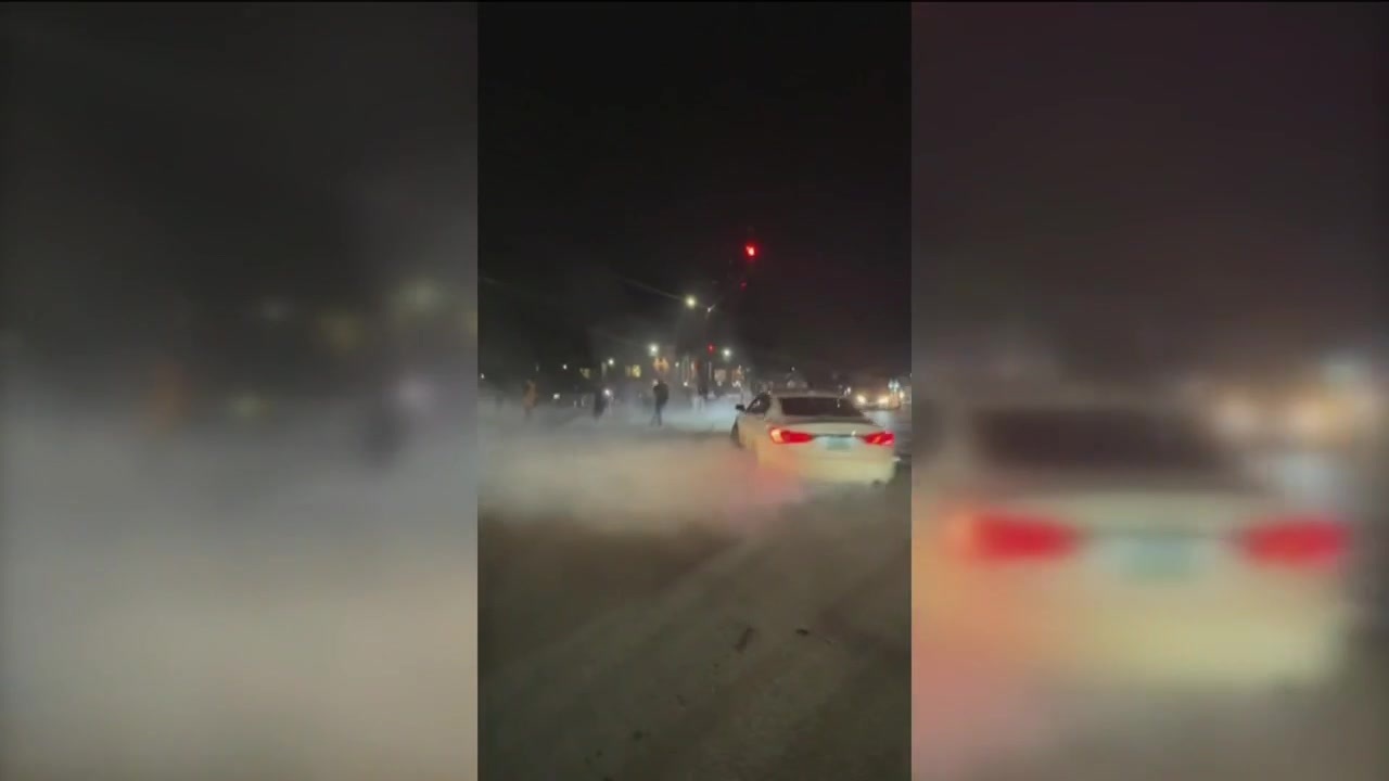 WATCH: Cellphone video shows cars doing donuts, burning tires in Newton Center