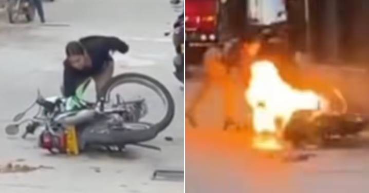 Mujer incendia la moto de su expareja tras verlo con otra mujer en impensada situación
