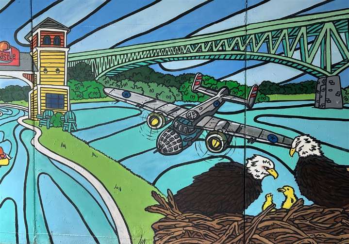 Mysterious Ghost Bomber flies over the Monongahela again in a mural honoring local history