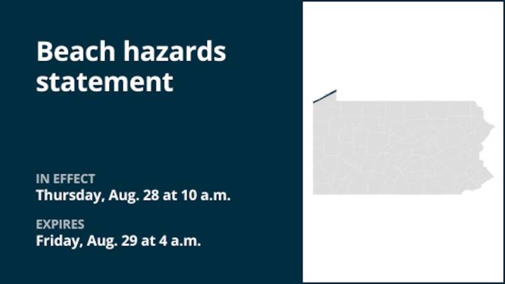 Update: Beach hazards statement for Northern Erie for Thursday and Friday