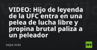 VIDEO: Hijo de leyenda de la UFC entra en una pelea de lucha libre y propina brutal paliza a un peleador
