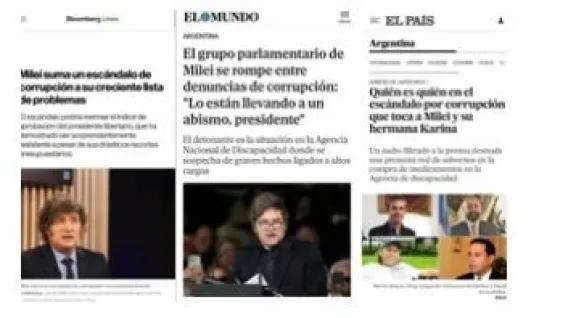 "Milei en jaque”: medios del mundo reflejan el escándalo de corrupción en la ANDIS