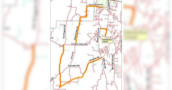 UPDATE: New detour route for Whitfield Co. intersection closure