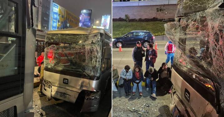 Triple choque de buses del Metropolitano en Estación Angamos deja pasajeros heridos en Surquillo