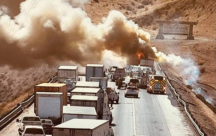 Big rig fire causes lane closures on southbound I