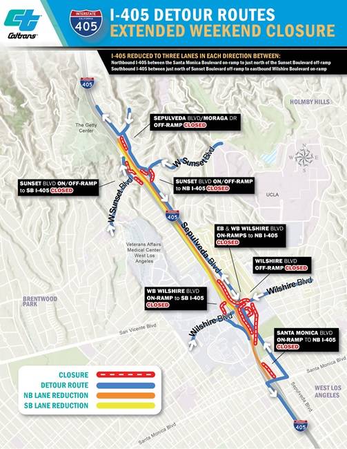 405 Freeway Closure Rescheduled: Sepulveda Pass to Shrink to Three Lanes August 22